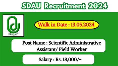 Sdau Recruitment 2024 Walk In Interviews For Scientific Administrative