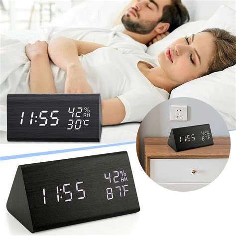 Wooden Vibrating Alarm Clock For Heavy Sleepers Adults Loud Alarm Clock For Heavy Sleepers Bed