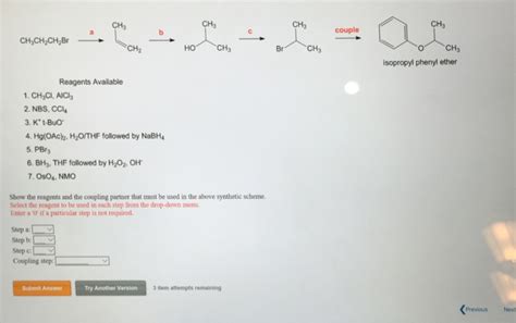 Solved Reagents Available CH 3 Cl AlCl 3 NBS CCL 4 K Chegg