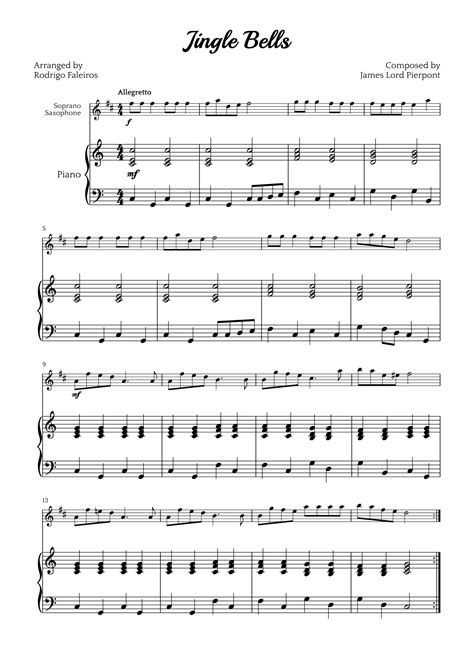 Jingle Bells Arr Rodrigo Faleiros By James Lord Pierpont Sheet Music