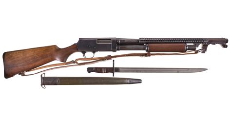 U S Stevens Model 520 30 Slide Action Trench Shotgun With Bayon Rock Island Auction