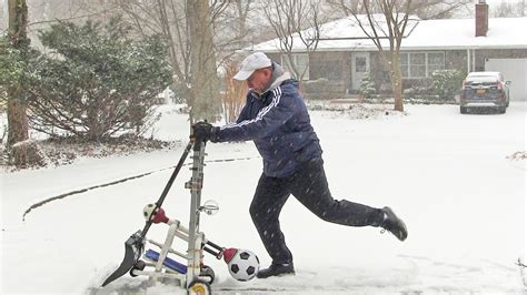 Homemade Snow Shooter On Wheels Shovels Snow With Fun And Ease Youtube