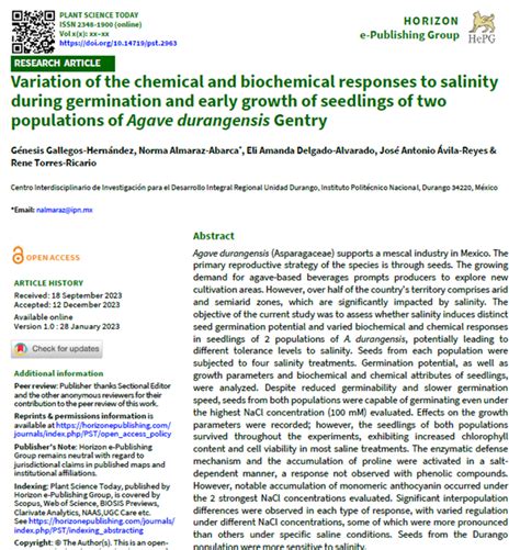 Variation Of The Chemical And Biochemical Responses To Salinity During