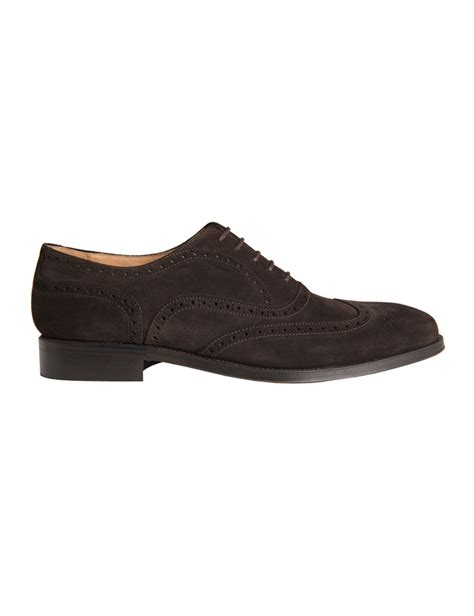 Mens Brown Suede Brogue Hawes And Curtis