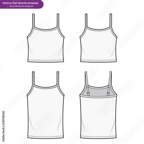 Crop Top Tee Fashion Flat Technical Drawing Template Buy This Stock