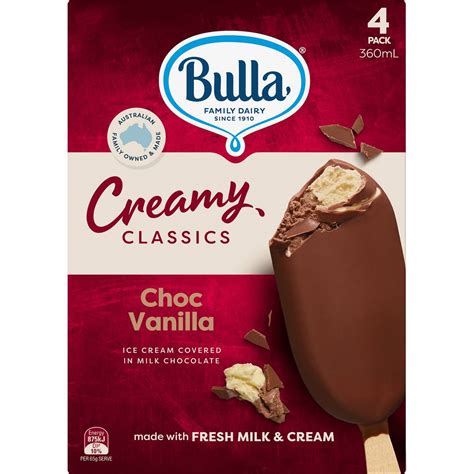 Bulla Creamy Classics Choc Vanilla Ice Creams Pack Woolworths