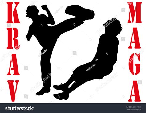 Vector Illustration Krav Maga Silhouettes People Vector De Stock