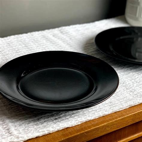 Black Glass Plates Etsy