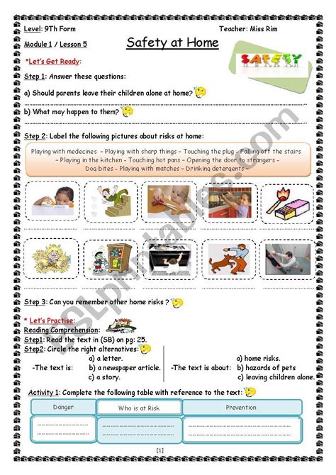 Safety At Home Worksheet Esl Worksheet By Ramrouma26 10