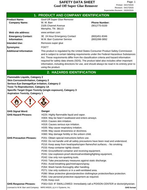 PDF SAFETY DATA SHEET Page 1 Goof Off Super Off Ignition Sources