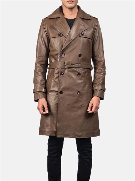 Mens Leather Brown Duster Coat Movie Leather Jackets