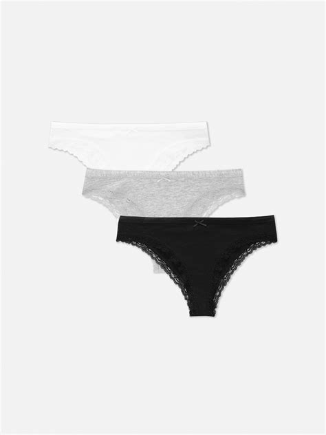 Brazil Slips Mit Spitzenbesatz Er Pack Schwarz Wei Damen Primark