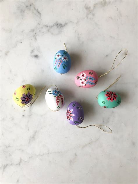 Bright Painted Easter Egg Ornament Set Of 6 Easter Egg Ornaments