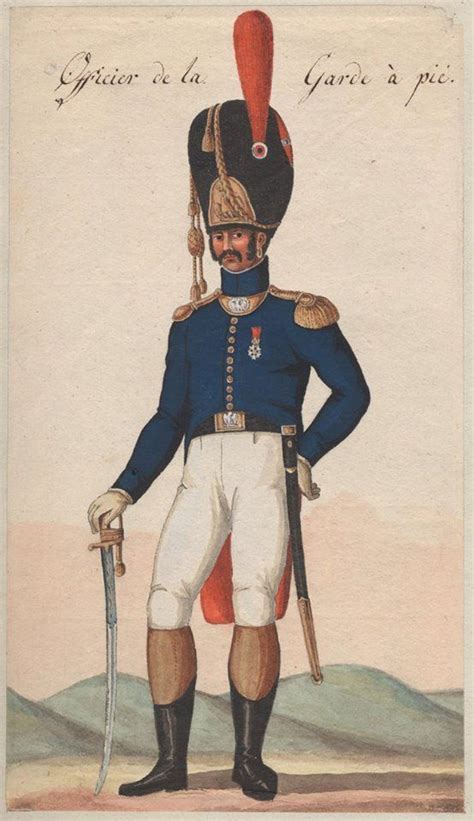 France - Officer of Guard Grenadiers a Pied (Old Guard) | Troops, Humanoid sketch, Guard