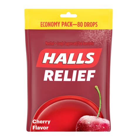 Halls Relief Cherry Cough Drops 80 Drops