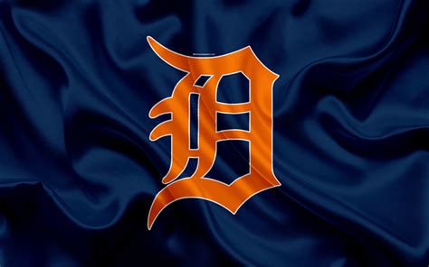 Download wallpapers Detroit Tigers, 4k, logo, silk texture, American ...