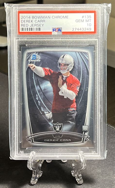 Bowman Chrome Derek Carr Gem Mint Red Jersey Psa Rookie