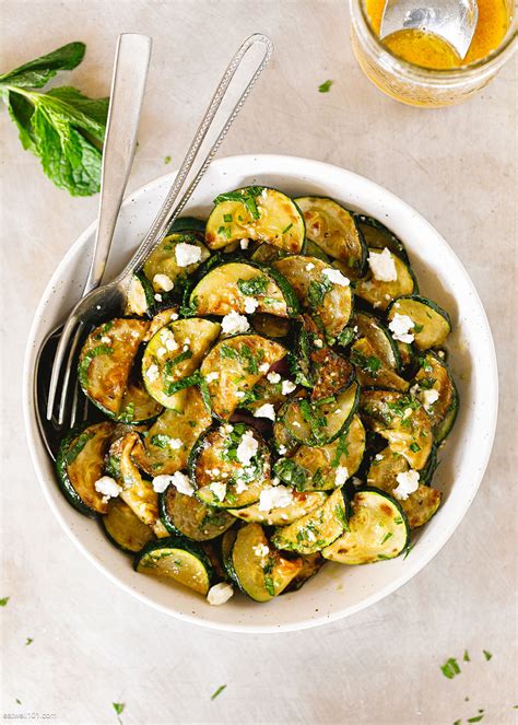 Roasted Zucchini Salad Recipe With Feta And Italian Dressing How To Make Zucchini Salad