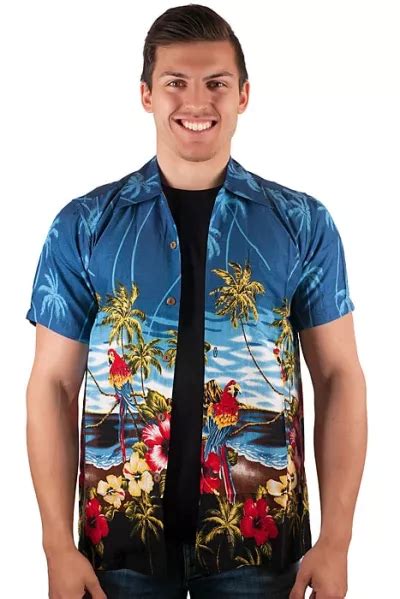 Hawaii Hemd Mit Papageien Und Palmen Retro Look