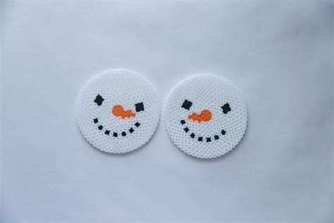 Snowmen Perler Bead Coasters Etsy Perler Beads Christmas Perler