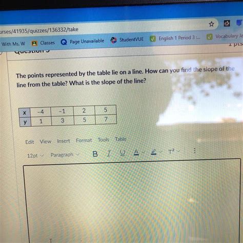 The Points Represented By The Table Lie On A Line How Can You Find The