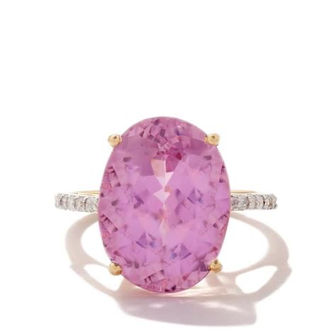 Minas Gerais Kunzite Ring With Diamond In K Gold Cts Kunzite