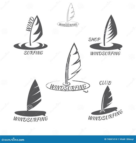 Set Windsurfing Logo Vector Illustration Stock Vector Illustration