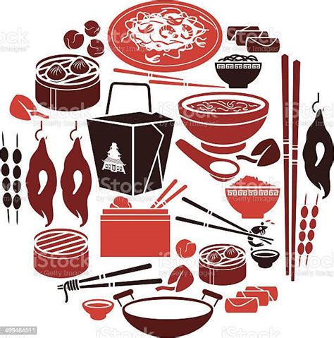 Chinese Food Icon Set Stok Vektör Sanatı And Çin Mutfağı‘nin Daha Fazla