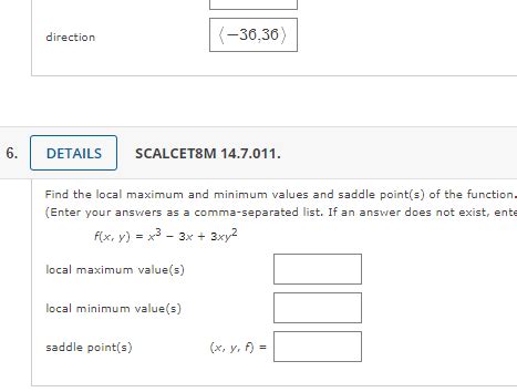 Solved Direction 36 36 6 DETAILS SCALCET M 14 7 011 Chegg