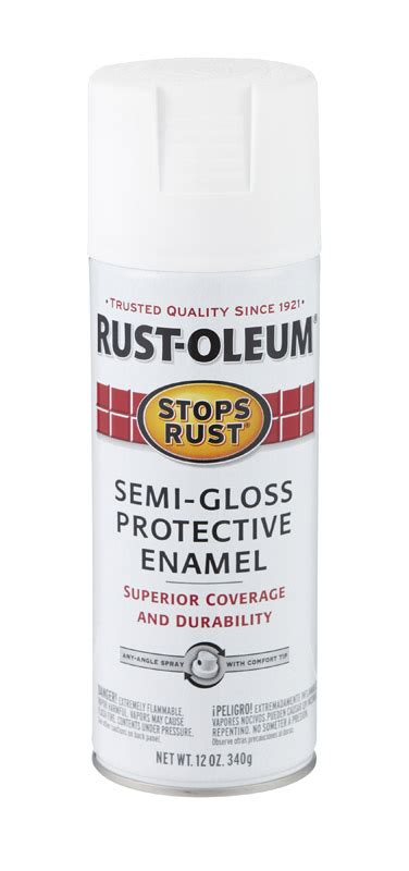 Rust Oleum Stops Rust White Semi Gloss Protective Enamel Spray 12 Oz