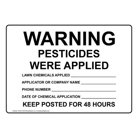 Warning Pesticides Were Applied Lawn Sign Nhe Ri