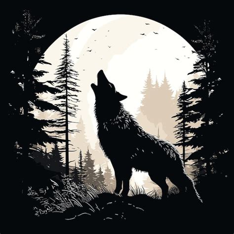 Ilustraci N Vectorial De La Silueta Del Lobo Vector Premium