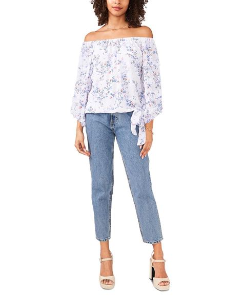 Vince Camuto Floral Print Ruffled Off The Shoulder Top Macys