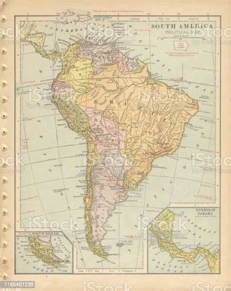 Carte Politique De Lamérique Du Sud Antique Victorian Engraved Colored Map 1899 Vecteurs Libres