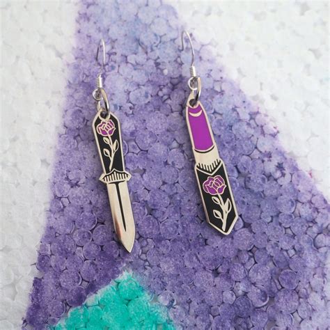 Silver Lipstick Dagger Earrings Femme Earring Daggers Pretty Queer