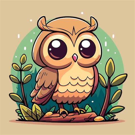 Premium Vector A Cartoon Owl With Big Eyes Sits On A Tree Branch