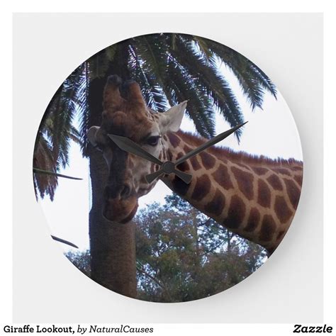 Giraffe Lookout Large Clock Zazzle Large Clock Clock Wooden Clock
