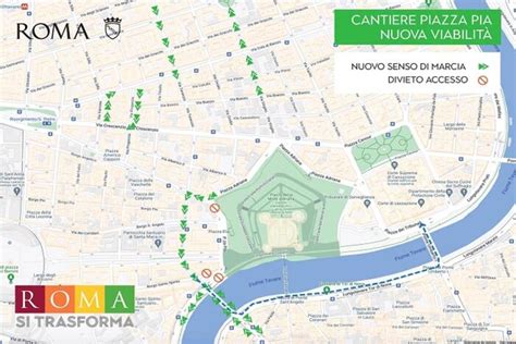 Roma cantiere per sottopasso di piazza Pia come cambia la viabilità