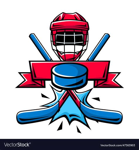 Emblem With Hockey Symbols Sport Club Label Vector Image