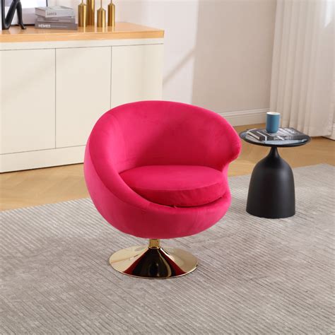 360 Swivel Barrel Chair Velvet Round Cuddle Accent Chair With Padded