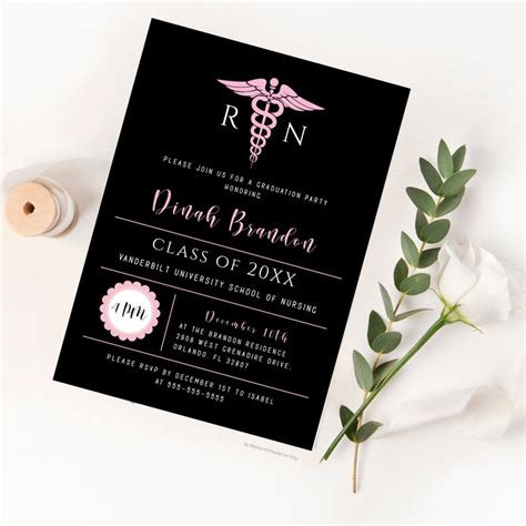 Nursing School Graduation Party Invitation Template Etsy