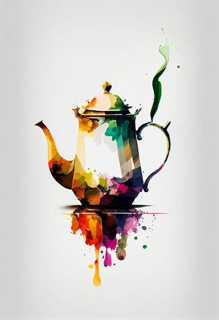 Premium Ai Image Brightly Colored Teapot With A Splatter Of Paint And