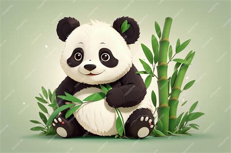 Premium Photo Cute Panda Eat Bamboo Cartoon Vector Icon Illustration