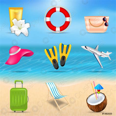 Set Realistic Travel and Tourism Accessories - stock vector 1482020 ...