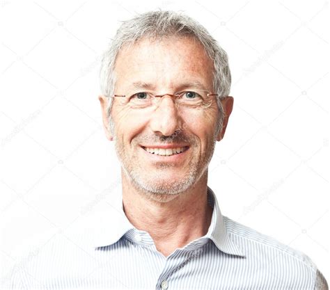 Successful Elegant Smiling Mature Casual Man Portrait Isolated On White Background Stock Photo