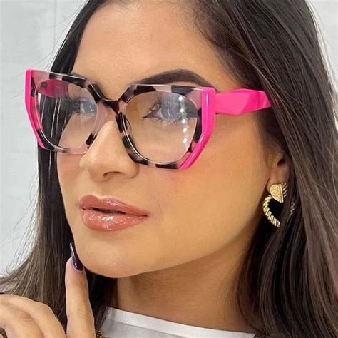 Stylish Dual Tone Cat Eye Anti Blue Light Glasses Optical Frame In 2024