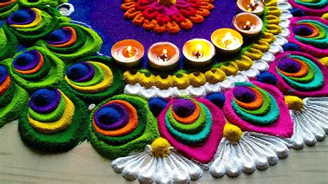 1077 Easy And Unique Peacock Rangoli Designs For Diwali 2020 By Jyoti Youtube