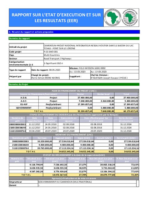 Remplissable En Ligne Rapport Final Sur La Mise En Uvre Du Programme D