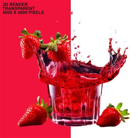 Premium PSD Strawberry Juice Transparent Background