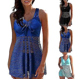 Kvinnor Vadderad Tankini Badkläder Ärmlösa Top Boyshorts Tvådelad Bikini Set Baddräkt Beach